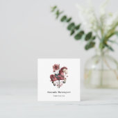 Carte De Visite Carré Whimsical Carousel Horse Image (Debout devant)