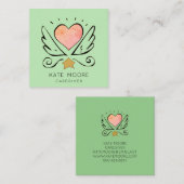 Carte De Visite Carré Whimsical Heart Wings (Devant / Derrière)