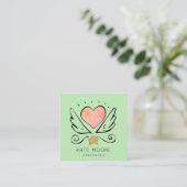 Carte De Visite Carré Whimsical Heart Wings (Debout devant)