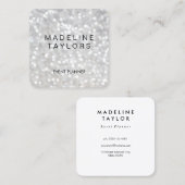 Carte De Visite Carré White Bokeh (Devant / Derrière)