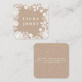 Carte De Visite Carré White Lace Kraft Beautiful Editable Template (Devant / Derrière)