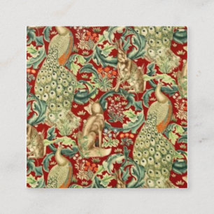 Carte De Visite Carré William Morris Red Motif Forest