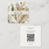 Carte De Visite Carré Wispy Greenery Botanical Boho Détails du Mariage (Devant / Derrière)