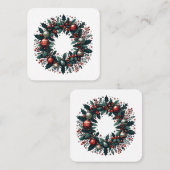 Carte De Visite Carré Wreath de Noël (Devant / Derrière)