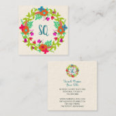 Carte De Visite Carré Wreath florale lunaire (Devant / Derrière)