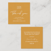 Carte De Visite Carré Yellow Simple Business Thank, ou Insert Card (Devant / Derrière)