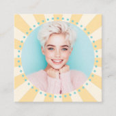 Carte De Visite Carré Yellow sunburst aqua bleu points tendance photo fr (Devant)