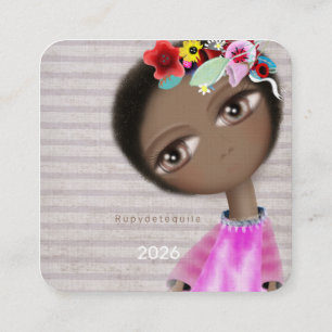 Carte De Visite Carré Yeux énormes afro-américains bronzés yeux mignons
