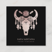 Carte De Visite Carré Yoga Animal Skull Mystical Eye Rose Gold Parties s (Devant)