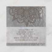 Carte De Visite Carré Yoga argenté métallique de mandala (Dos)
