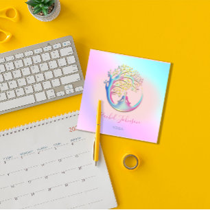 Carte De Visite Carré Yoga Classes École Logo Instructeur QR Heal Ombre