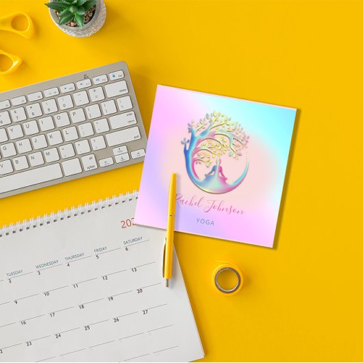 Carte De Visite Carré Yoga Classes École Logo Instructeur QR Heal Ombre