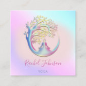 Carte De Visite Carré Yoga Classes École Logo Instructeur QR Heal Ombre (Devant)