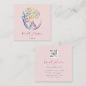 Carte De Visite Carré Yoga Classes École Logo Instructeur QR Healing (Devant / Derrière)