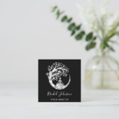 Carte De Visite Carré Yoga Classes École Logo Instructeur QR Spark Grey (Debout devant)