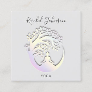Carte De Visite Carré Yoga Classes École privée Instructeur Logo QRCode