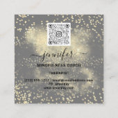 Carte De Visite Carré Yoga Couch Therapist Logo QR Code Gold Glitter (Dos)