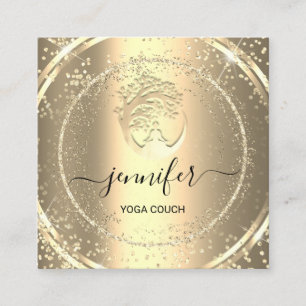 Carte De Visite Carré Yoga Couch Therapist Logo QR Code Gold Parties sci
