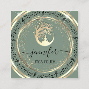 Carte De Visite Carré Yoga Couch Thérapiste Mindfullness QRCODEMusic Gol