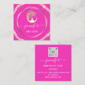 Carte De Visite Carré Yoga Couch Thérapiste Mindfulness QR CODE Rose (Devant / Derrière)