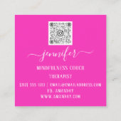 Carte De Visite Carré Yoga Couch Thérapiste Mindfulness QR CODE Rose (Dos)