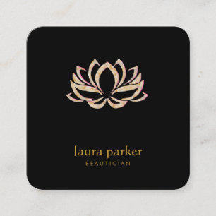 Carte De Visite Carré Yoga curatif de thérapie de logo de fleur de Lotu