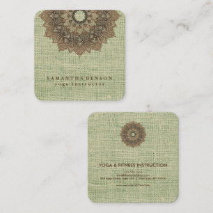 Carte De Visite Carré Yoga élégant de logo de fleur de Lotus