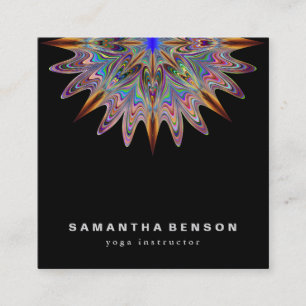 Carte De Visite Carré Yoga élégant de logo de fleur de Lotus