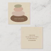 Carte De Visite Carré Yoga Instructeur Massage Zen Stones Rustique (Devant / Derrière)