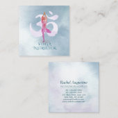 Carte De Visite Carré Yoga Instructeur Méditation Pose Om Signe Aquarell (Devant / Derrière)