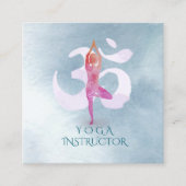 Carte De Visite Carré Yoga Instructeur Méditation Pose Om Signe Aquarell (Devant)