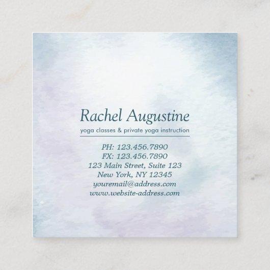 Carte De Visite Carré Yoga Instructeur Méditation Pose Om Signe Aquarell (Dos)