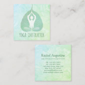 Carte De Visite Carré Yoga Instructeur Studio Méditation Pose Bodhi Leaf (Devant / Derrière)