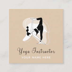 Carte De Visite Carré Yoga Instructor Pilates Femme Stretch Illustration