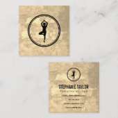 Carte De Visite Carré Yoga Pose Sepia Texture (Devant / Derrière)