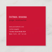 Carte De Visite Carré Yoga rouge monogramme simple et élégant (Dos)