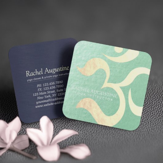Carte De Visite Carré Yoga Studio Méditation Instructeur Vie Coach OM