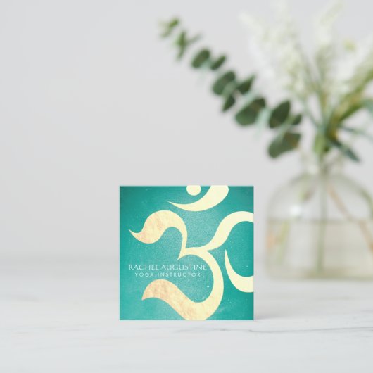 Carte De Visite Carré Yoga Studio Méditation Instructeur Vie Coach OM (Debout devant)