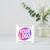 Carte De Visite Carré Your Business Company Team Logo and QR Code & Text (Debout devant)