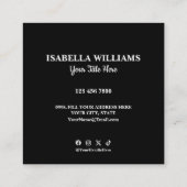 Carte De Visite Carré Your Logo Here Simple Modern Black Website QR Code (Dos)