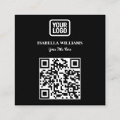 Carte De Visite Carré Your Logo Here Simple Modern Black Website QR Code (Devant)