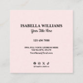 Carte De Visite Carré Your Logo Here Simple Modern Pink Website QR Code (Dos)