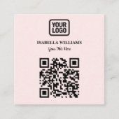 Carte De Visite Carré Your Logo Here Simple Modern Pink Website QR Code (Devant)