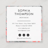 Carte De Visite Carré Zebra Marble Code QR Abstrait Médias sociaux (Dos)