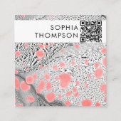 Carte De Visite Carré Zebra Marble Code QR Abstrait Médias sociaux (Devant)