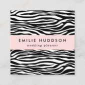 Carte De Visite Carré Zebra Print, Zebra Stripes, Noir Et Blanc (Devant)