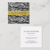 Carte De Visite Carré Zebra Print, Zebra Stripes, Noir Et Blanc (Devant / Derrière)