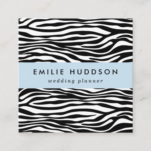 Carte De Visite Carré Zebra Print, Zebra Stripes, Noir Et Blanc (Devant)