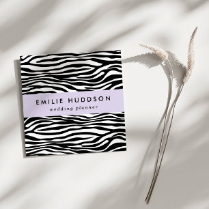 Carte De Visite Carré Zebra Print, Zebra Stripes, Noir Et Blanc