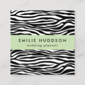 Carte De Visite Carré Zebra Print, Zebra Stripes, Noir Et Blanc (Devant)